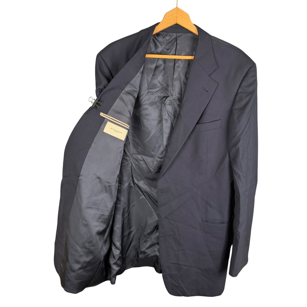 Burberry London Mens 46 XLG Navy Blue 100% Wool 2-Button Blazer Sport Coat NBC25